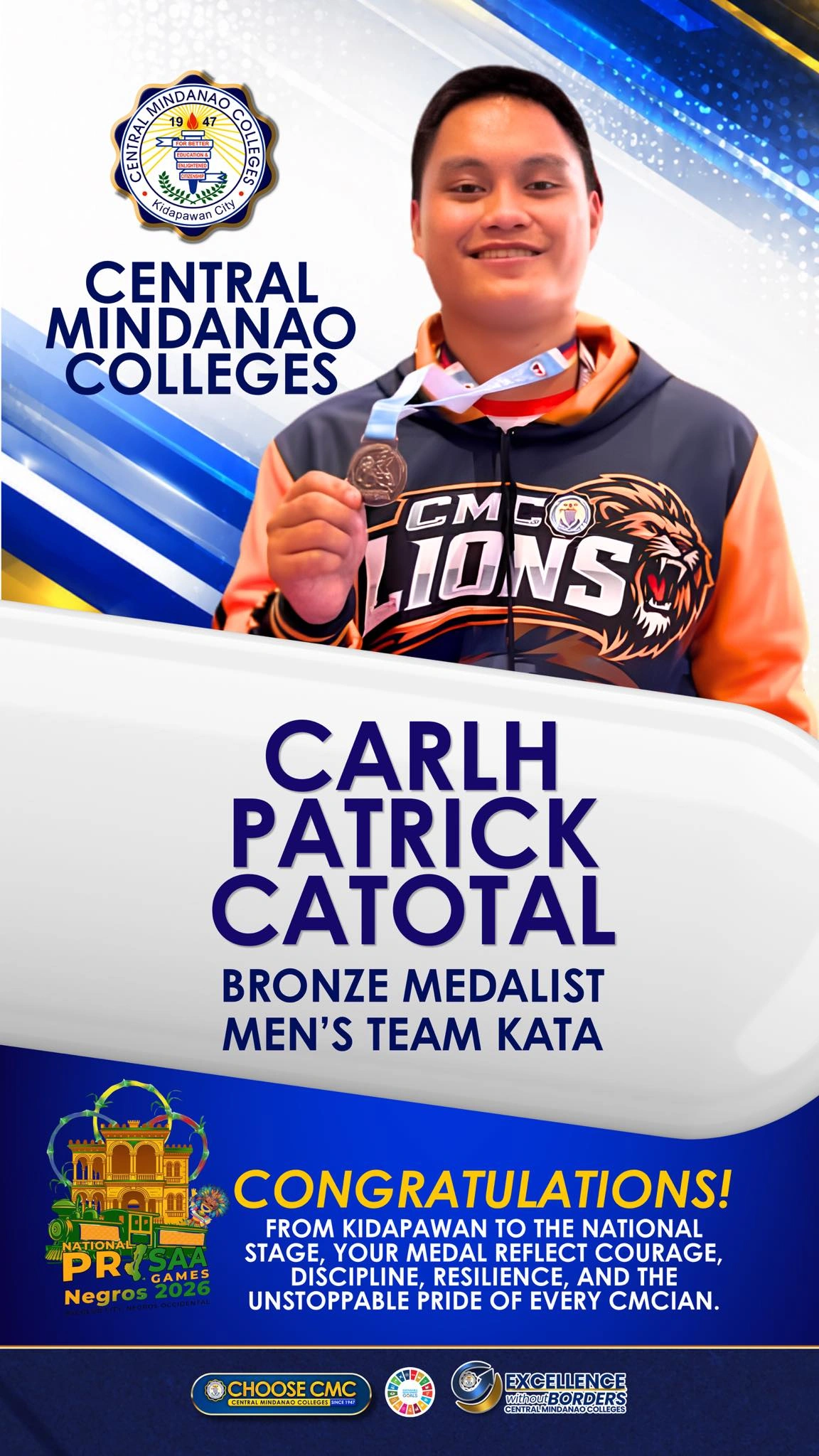 HOME OF THE CHAMPIONS. BRONZED BY UNITY. FORGED BY THE CMC LION SPIRIT