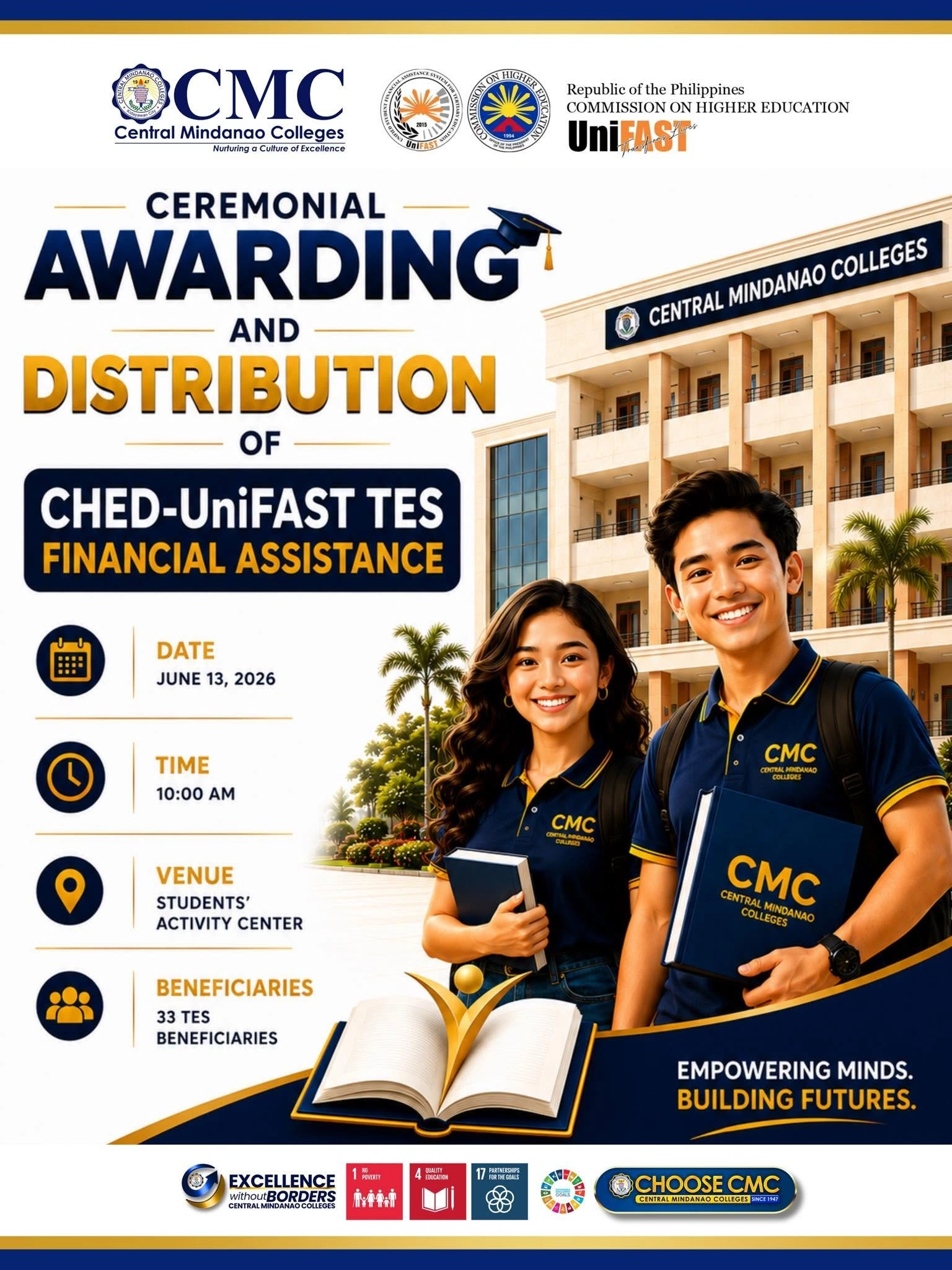 CMC Conducts CHED-UniFAST TES Financial Assistance Ceremony