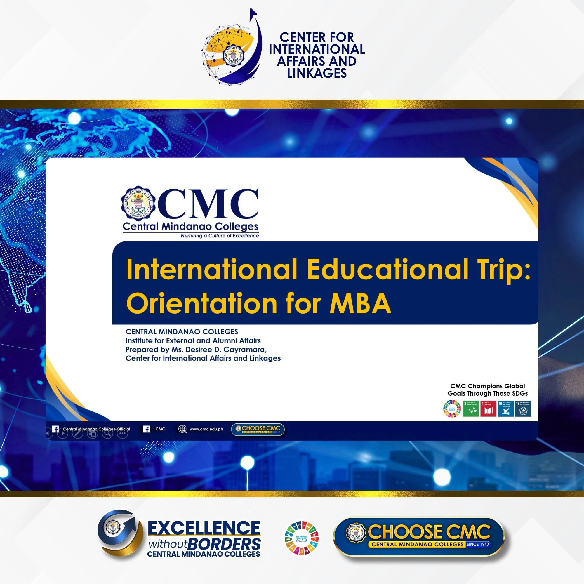 CMC CIAL Conducts Orientation for MBA Graduate Students’ Field-Based Experiential Learning – International Educational Trip