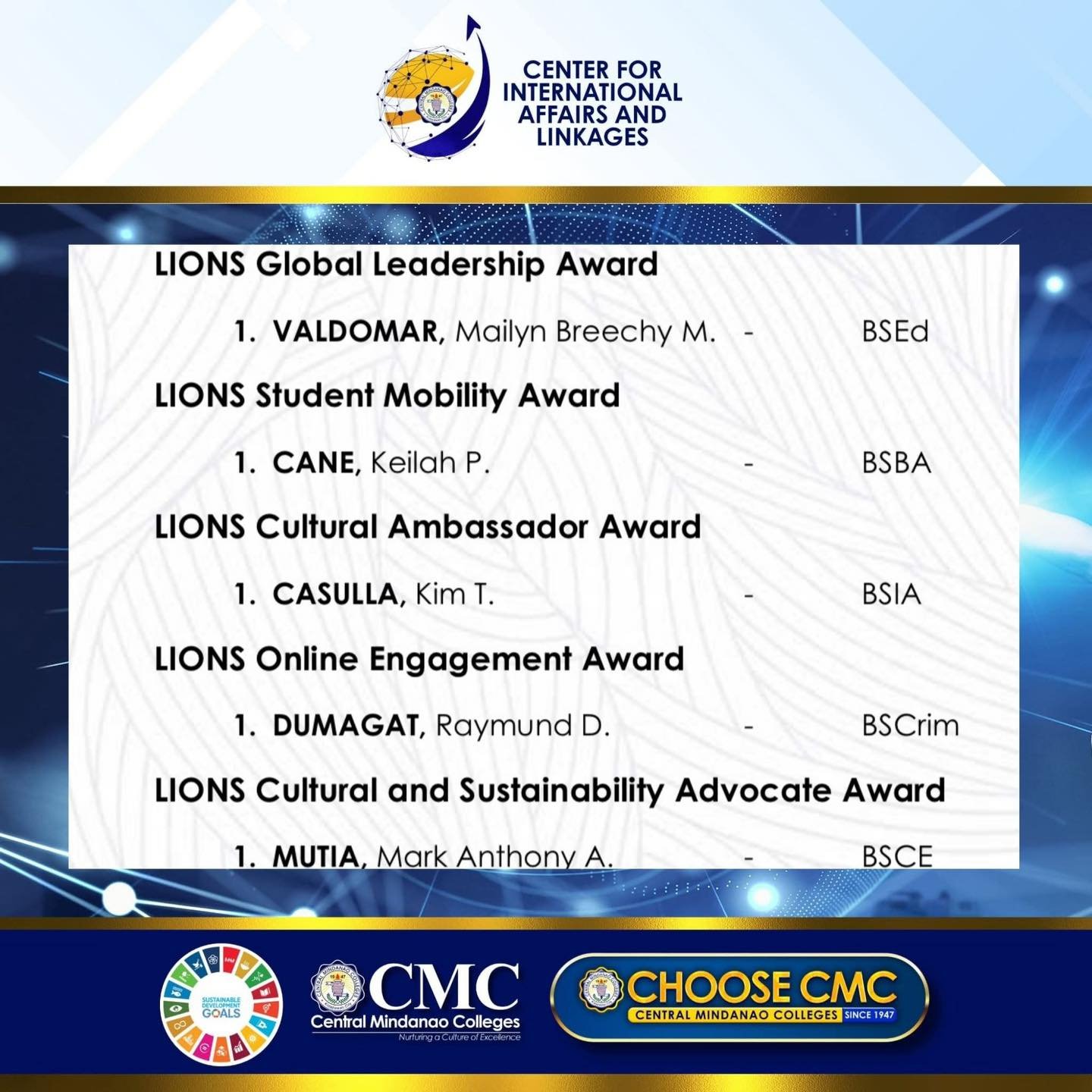 2025 CMC LIONS Global Excellence Awards