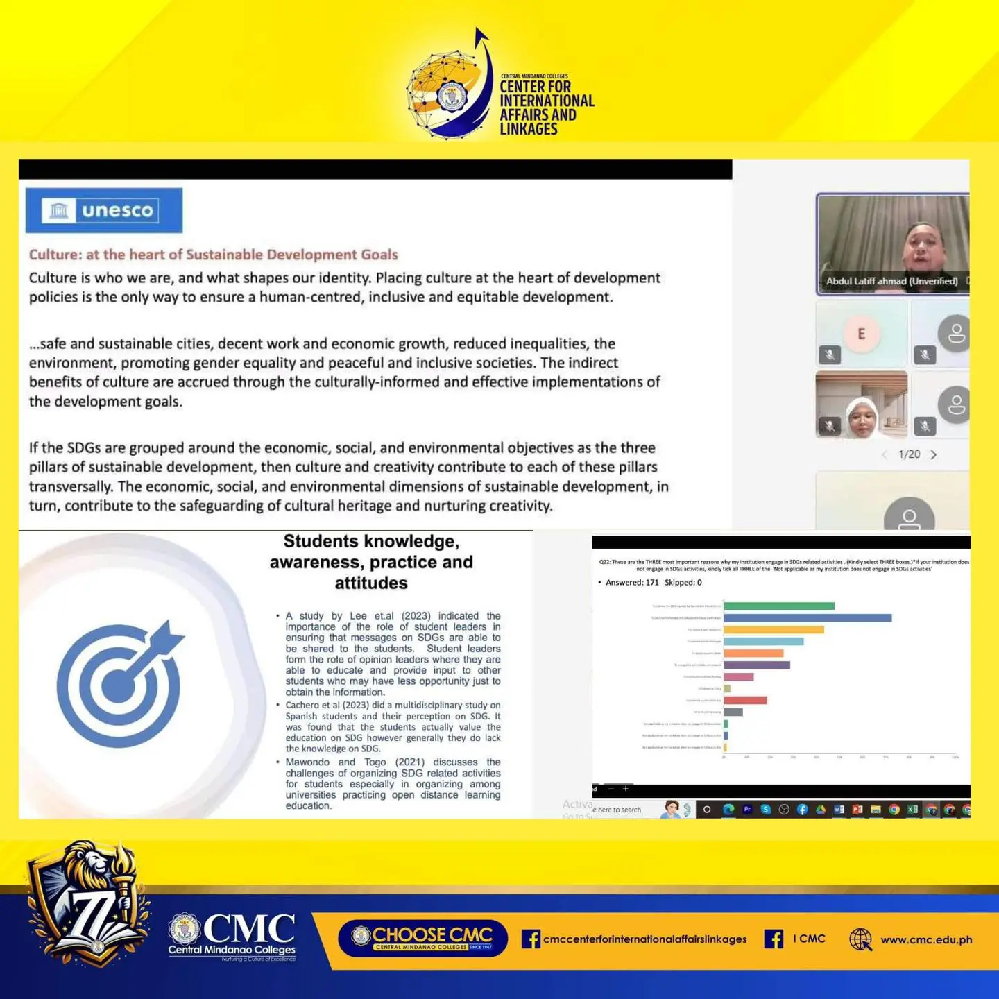 CMC PARTICIPATES IN THE INTERNATIONAL WEBINAR: CULTURE AND SDG