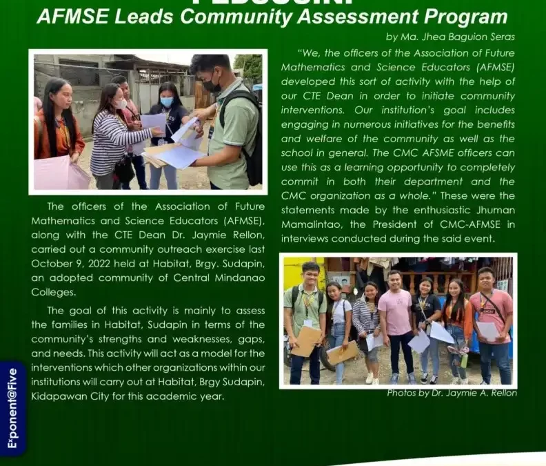 ICYMI | PEDSUSIN: AFMSE Leads Community Assessment Program