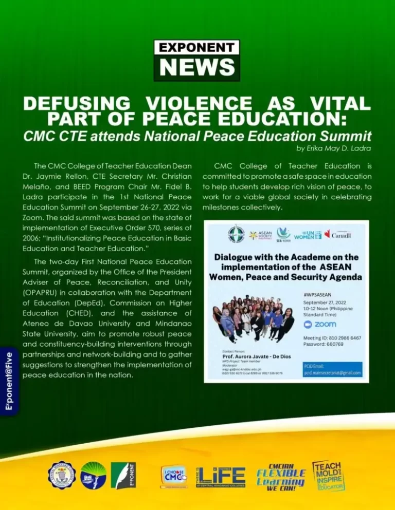 ICYMI | DEFUSING VIOLENCE AS VITAL PART OF PEACE EDUCATION: CMC CTE attends National Peace Education Summit