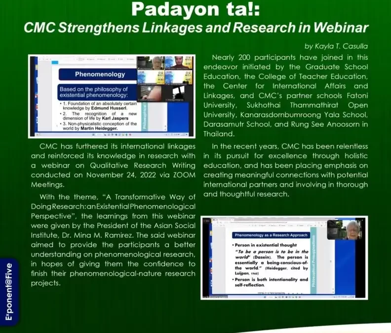 CMC Strengthens Linkages and Research in Webinar