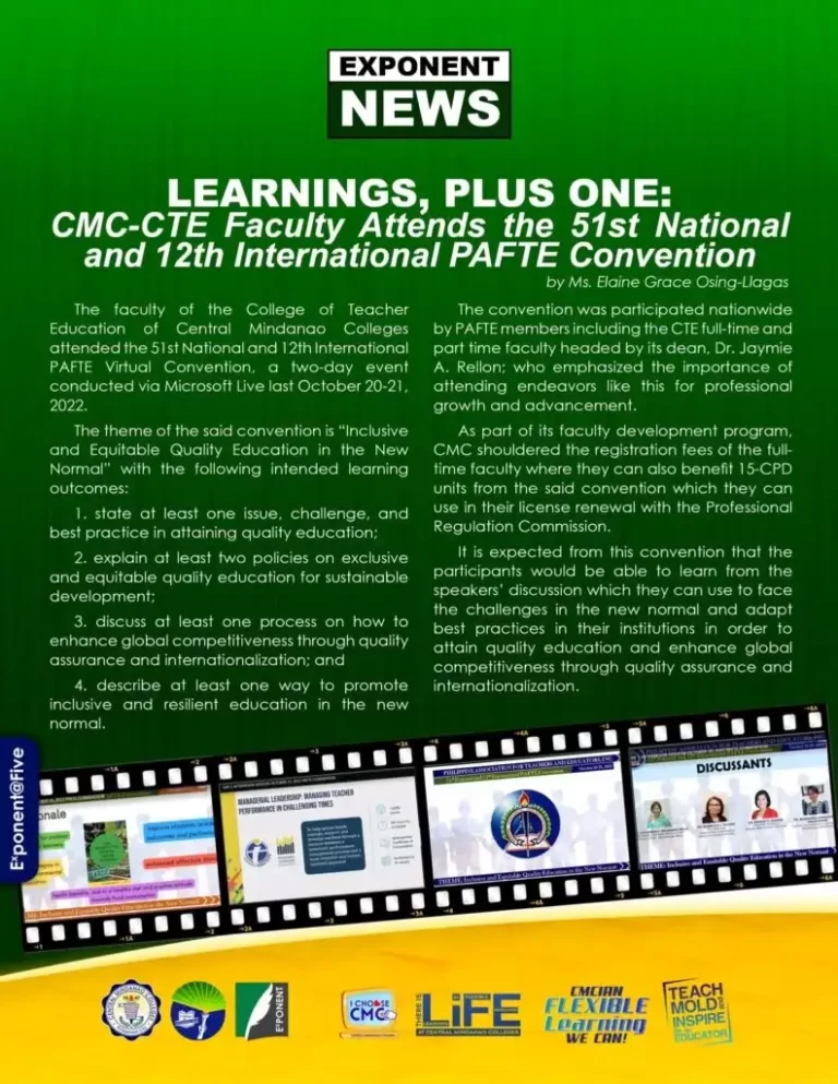 ICYMI | LEARNINGS, PLUS ONE: CMC-CTE Faculty Attends the 51st National and 12th International PAFTE Convention