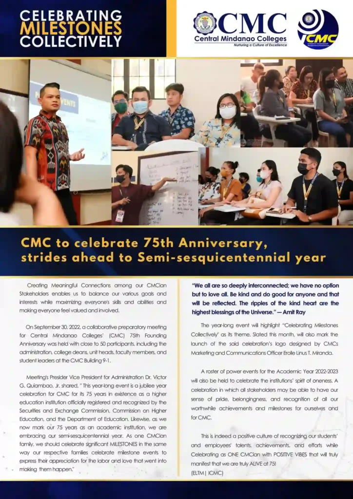 CMC CELEBRATE 75TH ANNIVERSARY, STRIDES AHEAD TO SEMI-SESQUICENTENNIAL YEAR