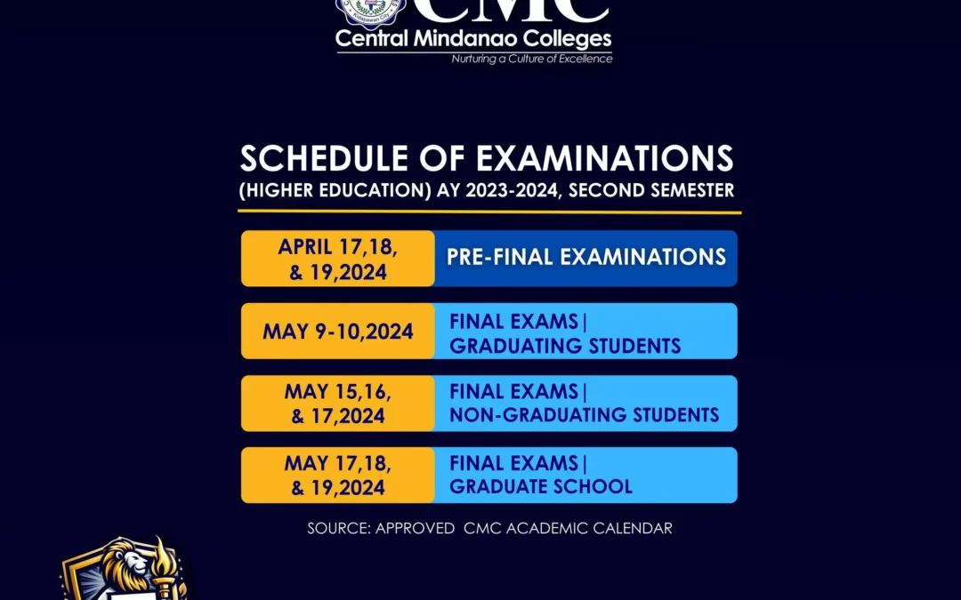 CMC Examination Schedule (Higher Education) 2nd Semester, AY 2023-2024