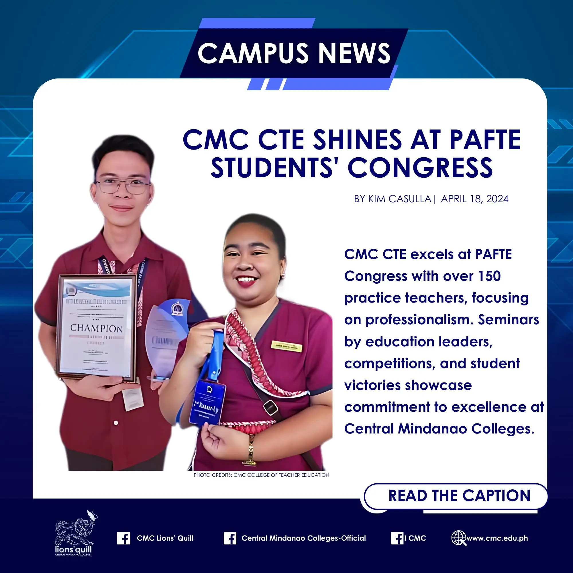 CMC CTE Shines at PAFTE Students’ Congress